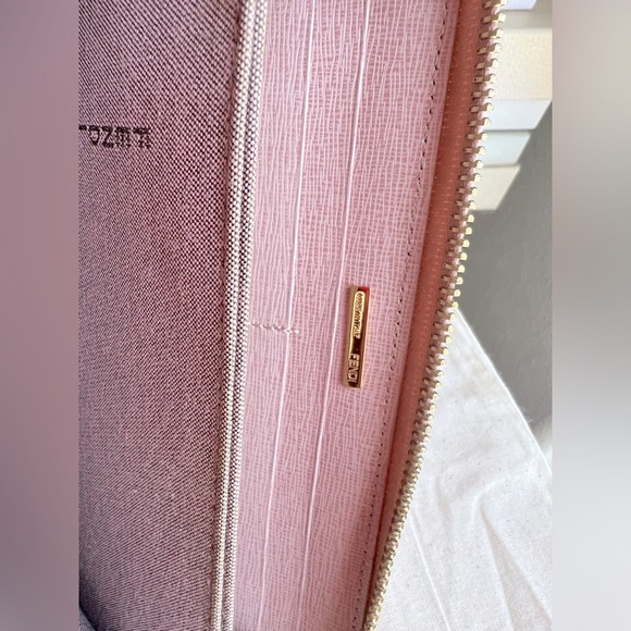 FENDI Soft Pink Long Continental Saffiano Leather Zip Card Coin Wallet - Picture 8 of 16